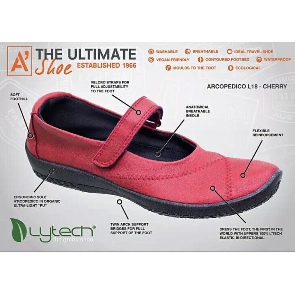 Arcopedico Womens L18 Mary Jane Shoes Flats Antracite Gray 4271-9K Lightweight 9 - Picture 8 of 9